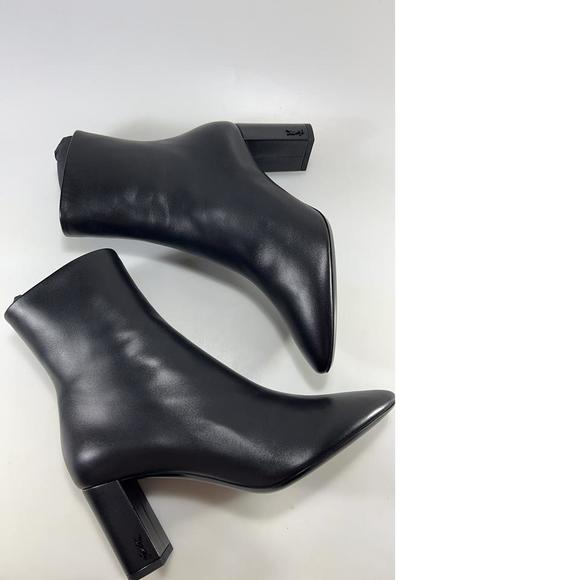 YSL Black Lou Pin Zip 70mm Nappa Leather Almond Toe Boots Booties D829 - Picture 12 of 12